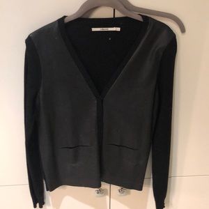 J brand wool and leather cardigan
